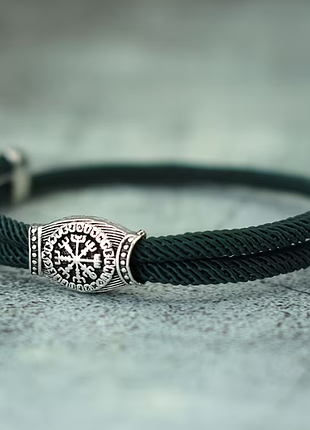 Стильний браслет для чоловіків із паракорду та сталі viking green зелений