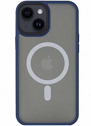 Tpu+pc чехол metal buttons with magnetic fit для apple iphone 14 / 13 (6.1") синий / navy blue