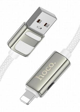 Дата кабель hoco u137 line with display usb to lightning 2.4a/12w (1.2m) white 3