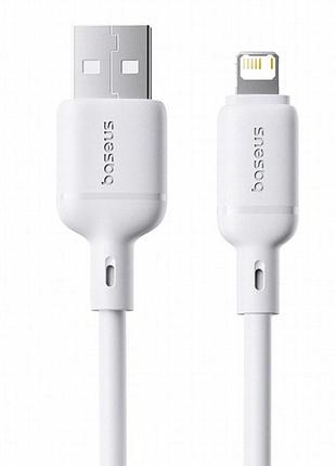 Дата кабель baseus silky series os fast charging usb to lightning 2.4a (1m) (p1037770) moon white