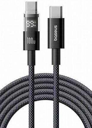 Дата кабель baseus display 2 type-c to type-c 100w (1m) (p10382702) cosmic black 2