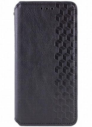 Кожаный чехол-книжка getman cubic (pu) для motorola moto g17 черный