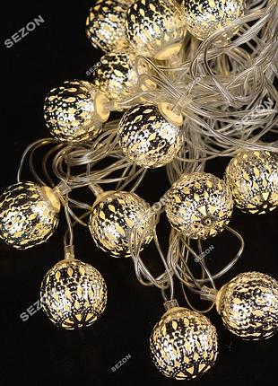 Біла кулька led 5м+ перехідник, теплий білий