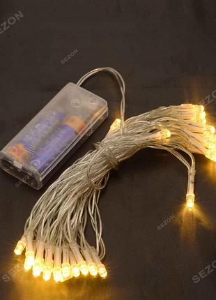 Гирлянда led 3м на батарейках, теплый белый