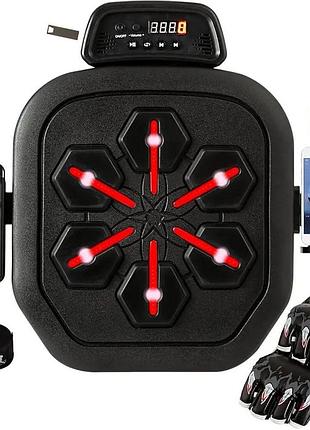 Настенный бокс b4013 электронная боксерская груша с подсветкой, звуком и bluetooth + перчатки