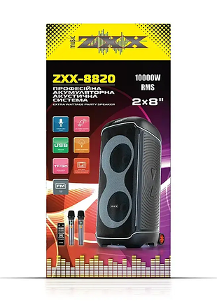 Акустична переносна колонка / 60вт " tws/fm/usb/tf/bt/led/rec/дк ( )