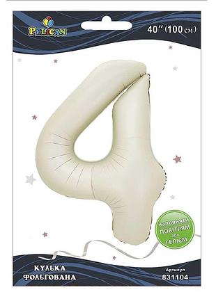 Шарик фольгированная цифра " молочная "( ) pelican 1шт.