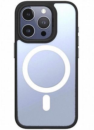 Tpu+pc чехол blueo skin friendly frosted with magnetic fit для apple iphone 16 pro max (6.9") черный / белое кольцо
