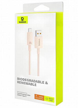 Дата кабель baseus habitat series fast charging usb to type-c 100w (2m) (p1036020) wheat pink 4