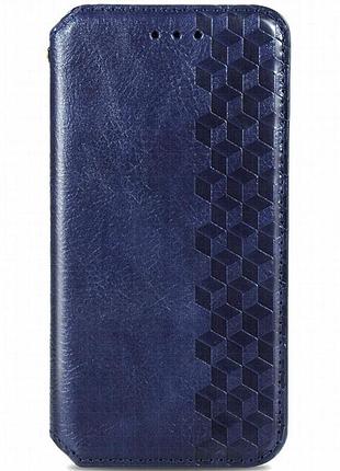 Кожаный чехол-книжка getman cubic (pu) для xiaomi redmi note 10 / note 10s синий