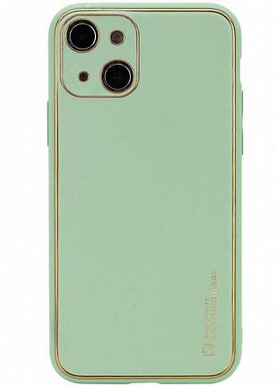 Кожаный чехол xshield для apple iphone 14 (6.1") зеленый / pistachio