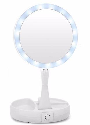 0032 зеркало с подсветкой круглое my fold away mirror (48)