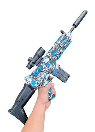 Мощный детский автомат scar-l из игры pubg автоматическая стрельба на аккумуляторе 7.4v стреляет пулями 6мм