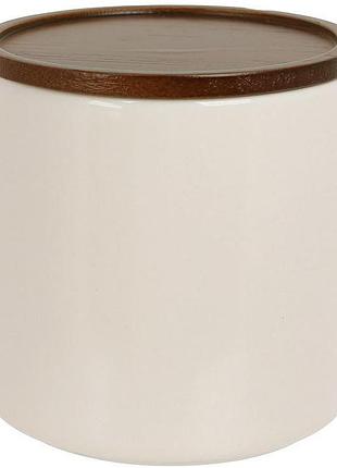 Банка кухонна "natural serving cream" 350мл порцеляна з дерев'яною кришкою