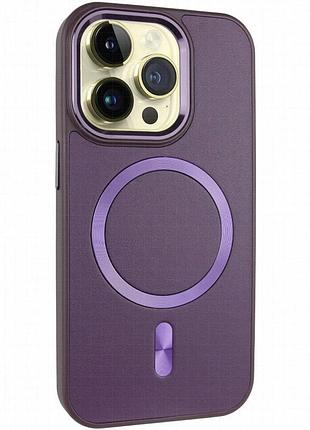 Кожаный чехол snapcase with magnetic fit для apple iphone 15 pro max (6.7") dark purple