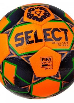 Мяч футбольный select brillant super pfl №5 (искусственная кожа, камера-латекс, ручная сшивка, 410-450 грамм)