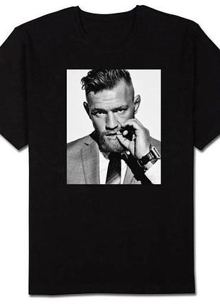 Черная мужская футболка с принтом conor mcgregor