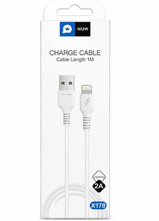 Кабель usb-a — lightning wuw,, м, белый