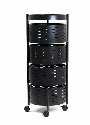 Этажерка на колесах sphereal r100102-w 4 яруса 33×81 см железная поворотные корзины черная