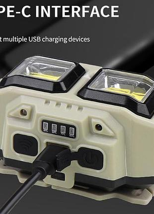 Ліхтар налобний ), motion sensor, waterproof,, зп type-c, box 6
