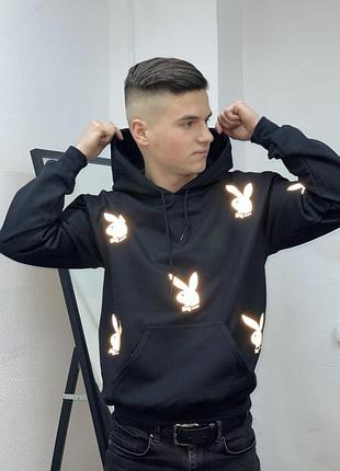 Толстовка \ унисекс з рефлективным принтом play boy.
