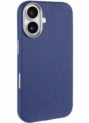 Кожаный чехол carved with magnetic fit для apple iphone 16 (6.1") blue