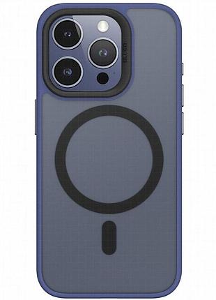 Tpu+pc чехол blueo skin friendly frosted with magnetic fit для apple iphone 15 pro (6.1") синий / blue