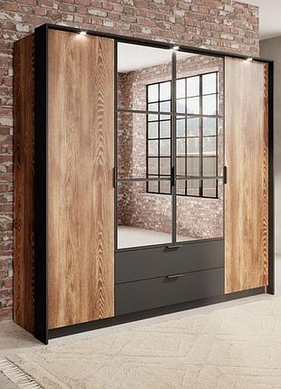 Шафа для одягу perfect home мілтон / milton дверна з дзеркалом каштан/антрацит ( )