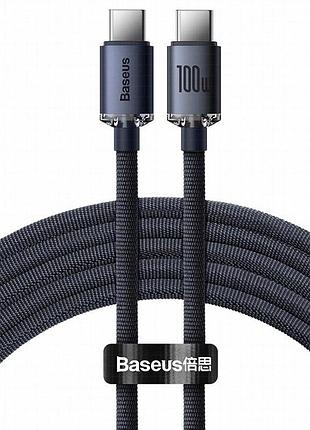 Дата кабель baseus crystal shine series type-c to type-c 100w (1.2m) (cajy00060) black