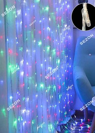 Водоспад- лінза 8мм led 3м*2м, мульті