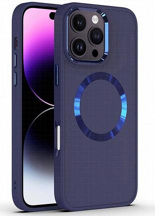 Tpu чехол bonbon metal style with magnetic fit для apple iphone 16 pro (6.3") синий / cosmos blue