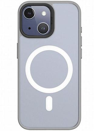 Tpu+pc чехол blueo skin friendly frosted with magnetic fit для apple iphone 15 (6.1") серый / grey