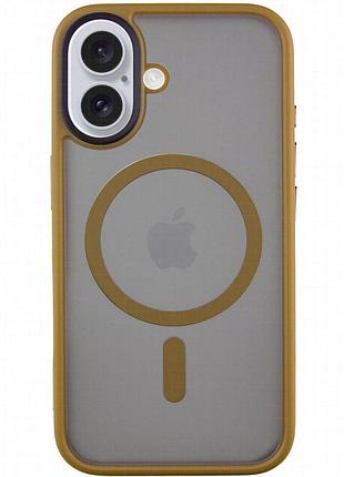 Tpu+pc чехол metal buttons with magnetic fit для apple iphone 16 (6.1") золотой / gold
