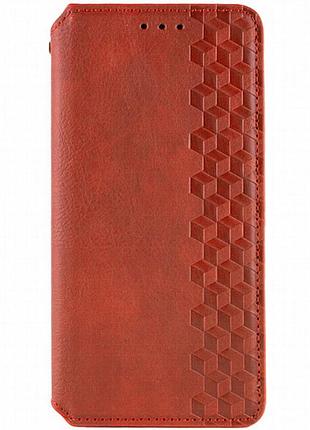 Кожаный чехол-книжка getman cubic (pu) для oppo a98 красный