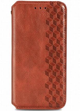 Кожаный чехол-книжка getman cubic (pu) для xiaomi redmi note 12 4g красный