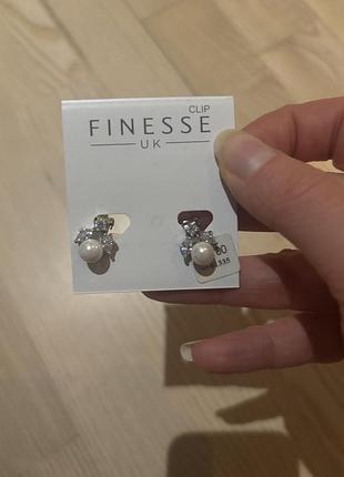 Сережки для жінок finesse кліпси з перлинами та кристалами, сріблясті