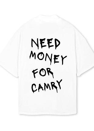 Футболка - "need money for camry". s, черный