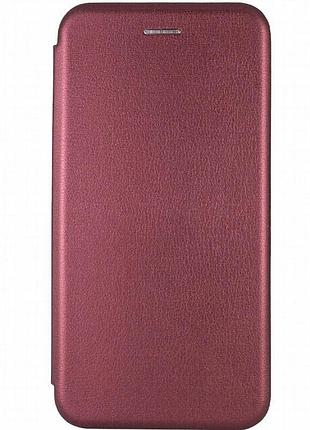 Кожаный чехол-книжка classy для xiaomi poco m7 4g бордовый