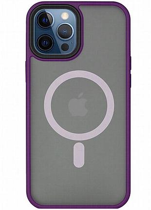 Tpu+pc чехол metal buttons with magnetic fit для apple iphone 14 pro max (6.7") темно-фиолетовый / dark purple