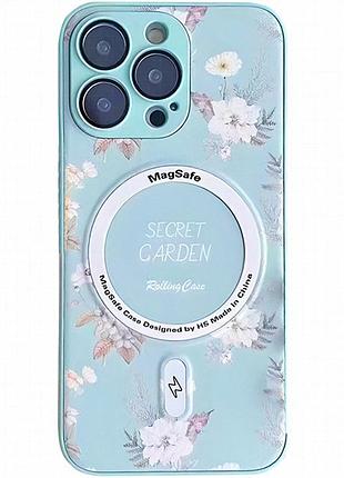Tpu+pc чехол secret garden with magnetic fit для apple iphone 14 pro max (6.7") mint