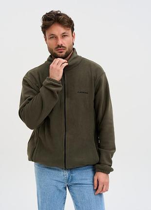 Кофта флисовая мужская norwin tech fleece оливковый, базовая, теплая, с высоким воротником