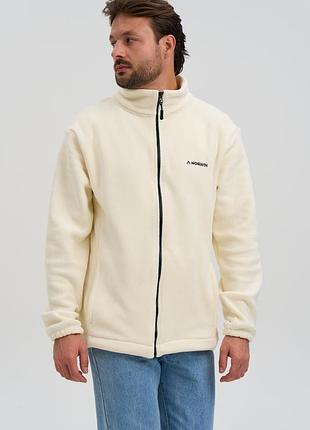 Кофта флисовая мужская norwin tech fleece молочный, базовая, теплая, с высоким воротником 3xl