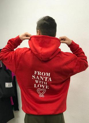 Толстовка \ худи с новогодней надписью - "from santa with love".