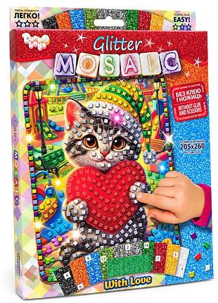 Креативна творчість "блискуча мозаїка with love" бм-04-04 серії "glitter mosaic"