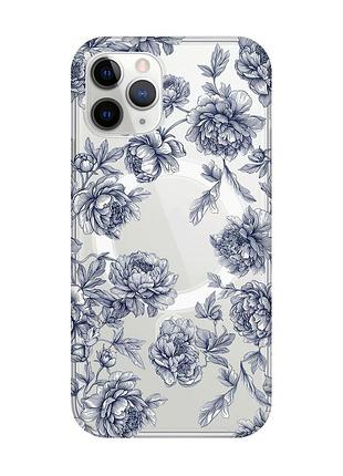 Магнитный чехол на iphone 11 pro max с поддержкой magsafe ночные цветы (принт 432)