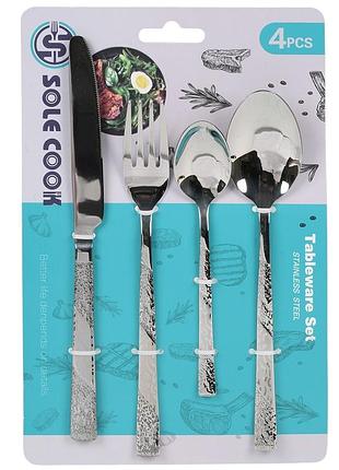 Набір столових приборів sole cook aero 4 шт 23 / 20 / 20 / 13.5 см сріблястий (r38181-7)