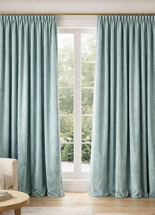 Комплект штор 2 шт 150х260 см, soft velvet lux штори, гардини, портьєри на шторній тасьмі v-26 ментол