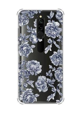 Чехол с утолщенными углами на xiaomi redmi 8 ночные цветы (принт 432)
