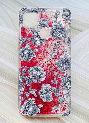 Чехол с плавающими розовыми блестками на xiaomi redmi 9c/10a ночные цветы (принт 432)