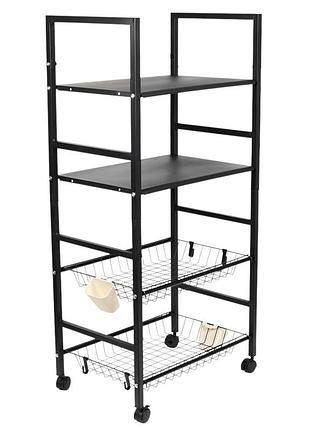 Этажерка на колесах strong single m50280-m 58×32×102 см для кухни черная